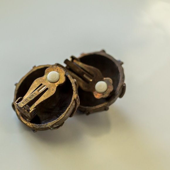 Vintage Designer Kate Hines Modernist Earrings - Picture 3 of 5